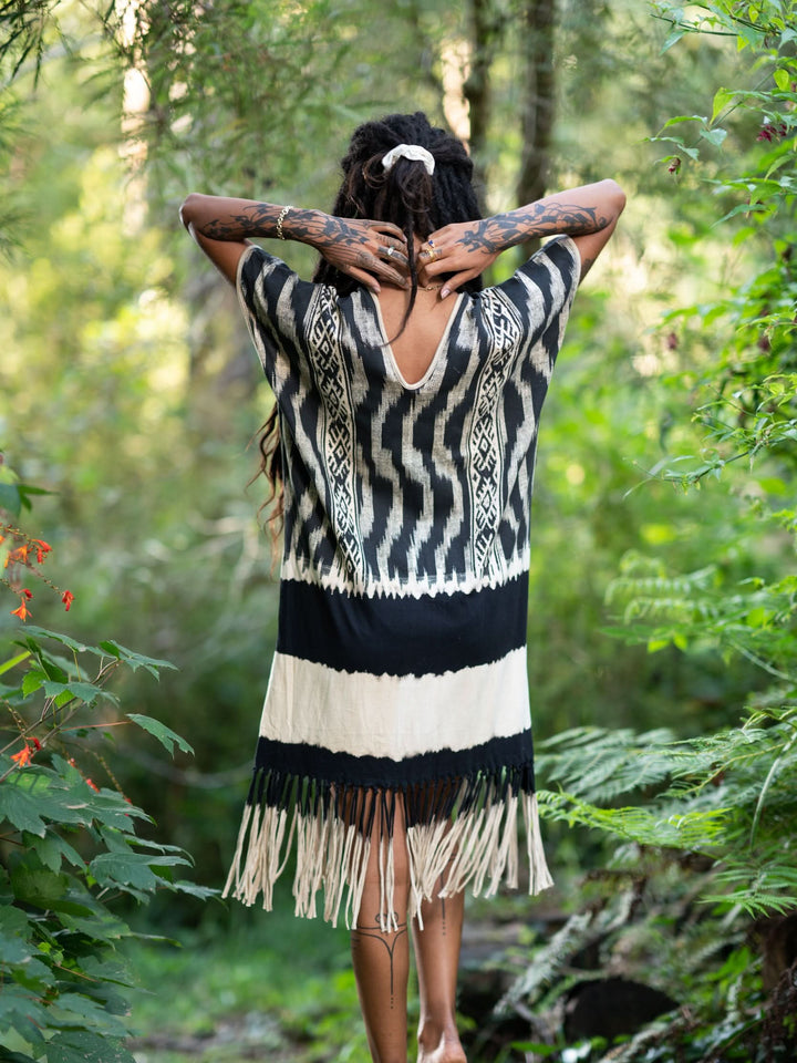 SAVANNAH LONG DRESS - BLACK/WHITE