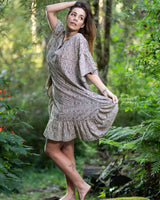 SLEEPING BEAUTY DRESS - BROWN PATTERNS