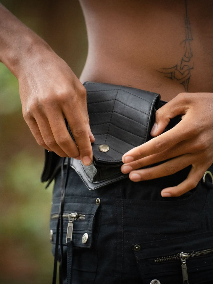 LEAF 4 POCKETS BELT - MAN - BLACK