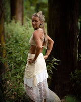 COTTON CROCHET LAYERED SKIRT - CREAM