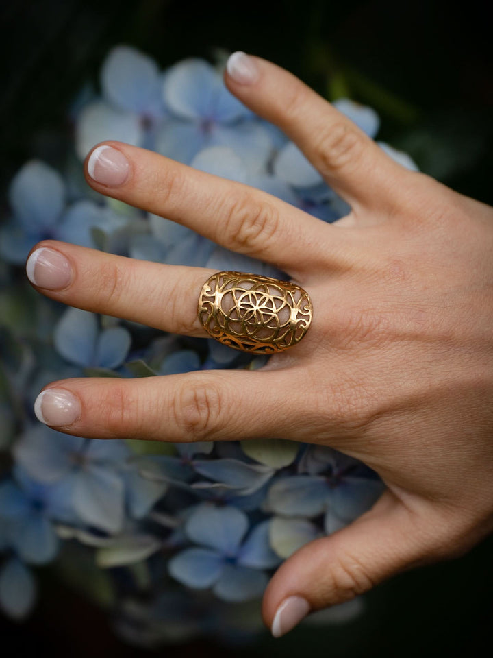 BOHEMIAN SEED OF LIFE RING - BRASS