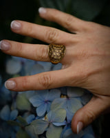 CONVEX FLOWER OF LIFE RING - BRASS