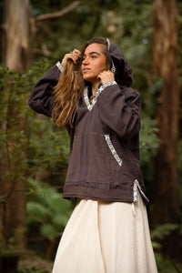 SWEAT À CAPUCHE TRIBAL BRUT - ANTHRACITE