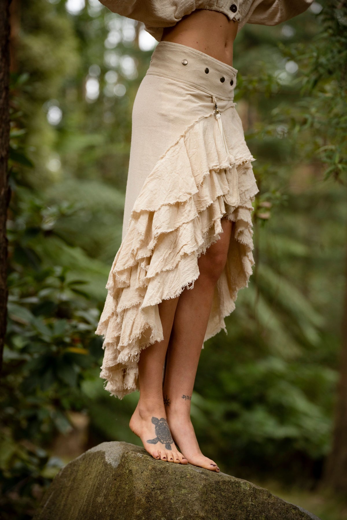 Natural Wrap Around Skirt - Cream