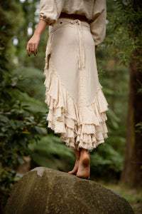 Natural Wrap Around Skirt - Cream