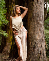 TRIBAL BLOCK PRINT SKIRT - CREAM