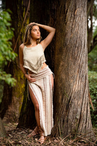 TRIBAL BLOCK PRINT SKIRT - CREAM