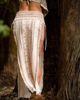 TRIBAL BLOCK PRINT SKIRT - CREAM