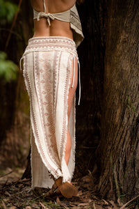 TRIBAL BLOCK PRINT SKIRT - CREAM