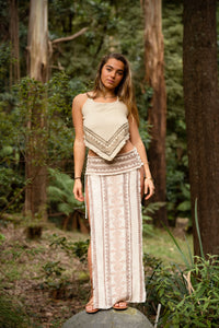 TRIBAL BLOCK PRINT SKIRT - CREAM