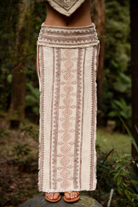 TRIBAL BLOCK PRINT SKIRT - CREAM