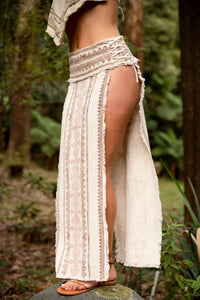 TRIBAL BLOCK PRINT SKIRT - CREAM
