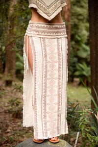 TRIBAL BLOCK PRINT SKIRT - CREAM
