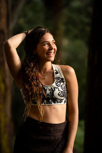 Soutien-gorge de yoga en patchwork tissé à la main - Crème