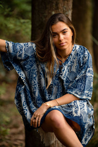 ROBE DE PLAGE AFRICAINE - BLEUE
