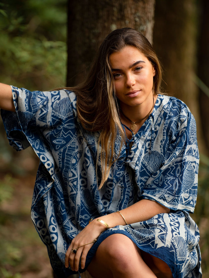 AFRICAN BEACH DRESS - BLUE