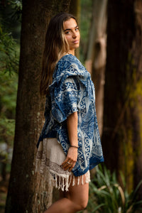 ROBE DE PLAGE AFRICAINE - BLEUE