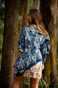 ROBE DE PLAGE AFRICAINE - BLEUE
