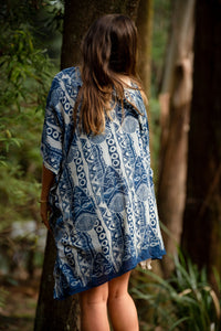 ROBE DE PLAGE AFRICAINE - BLEUE