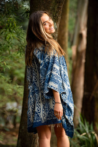 ROBE DE PLAGE AFRICAINE - BLEUE