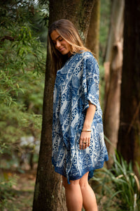ROBE DE PLAGE AFRICAINE - BLEUE