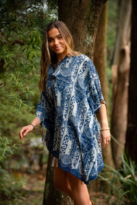 ROBE DE PLAGE AFRICAINE - BLEUE