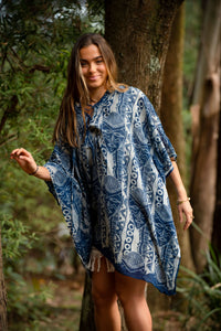 ROBE DE PLAGE AFRICAINE - BLEUE