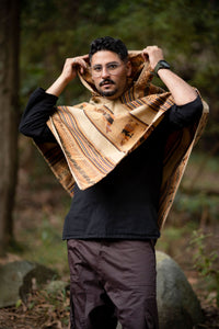 PONCHO INCA ANCIEN - SABLE AVEC MOTIFS
