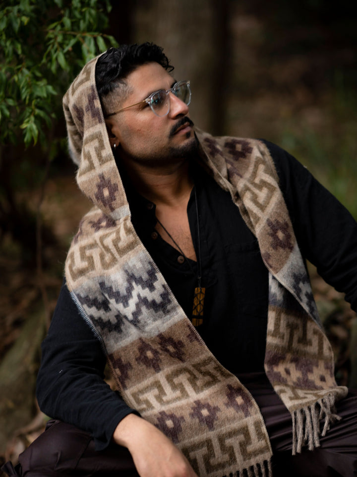 MOUNTAIN ALPACA GEOMETRIC SCARF - MAN