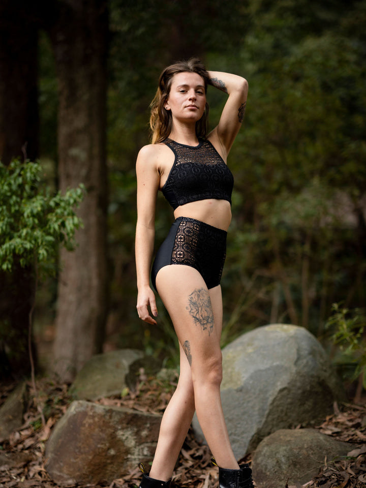 LACE BIKINI SWIMSUIT - BLACK