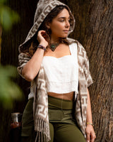 MOUNTAIN ALPACA GEOMETRIC SCARF - CREAM/BROWN