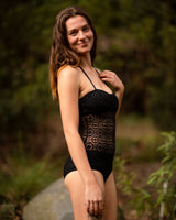 LACE ONE PIECE SWIMSUIT - BLACK