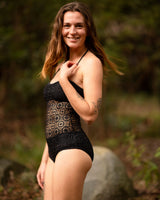 LACE ONE PIECE SWIMSUIT - BLACK