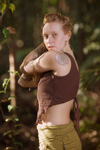 HAND WOVEN TOP - BROWN