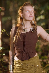 HAND WOVEN TOP - BROWN
