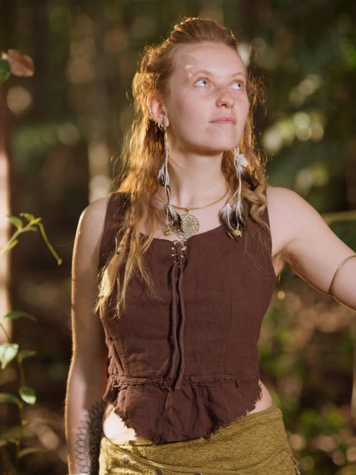 HAND WOVEN TOP - BROWN