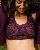 HAND WOVEN PATCHWORK ART YOGA BRA - PURPLE