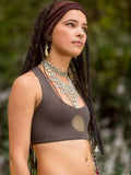 Soutien-gorge de yoga sans fil - Imprimé Fleur de Vie marron