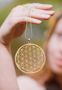 FLOWER OF LIFE SACRED GEOMETRY PENDANT - BRASS