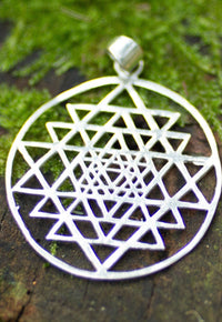 Sri Yantra Pendant Sacred Geometry Pendant - Silver