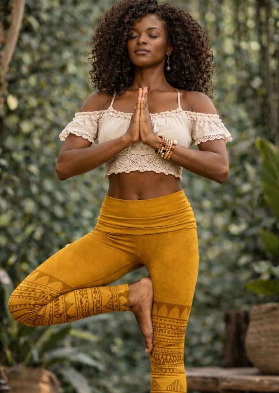Ananda Leggings — Honey Block Print